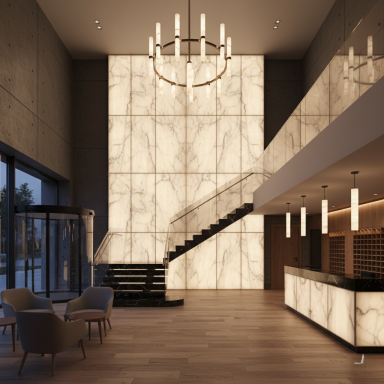 Cararamarmor und Flächenlicht