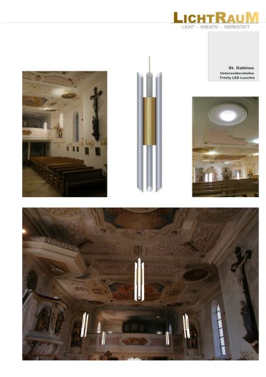Lichtinszenierung in St. Gabinus, Unterweikershofen Trinity LED – Lichtinszenierung