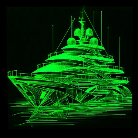 RGB Flächenlicht grün, mit Yacht-Silhouette RGB Flächenlicht grün, mit Yacht-Silhouette